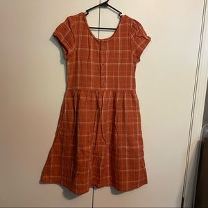 Olli Ella double gauze orange plaid dress